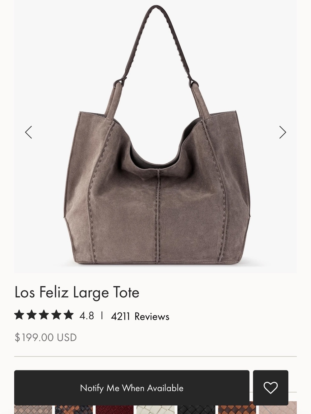 The Sak Los Feliz large Tote — Gray Suede